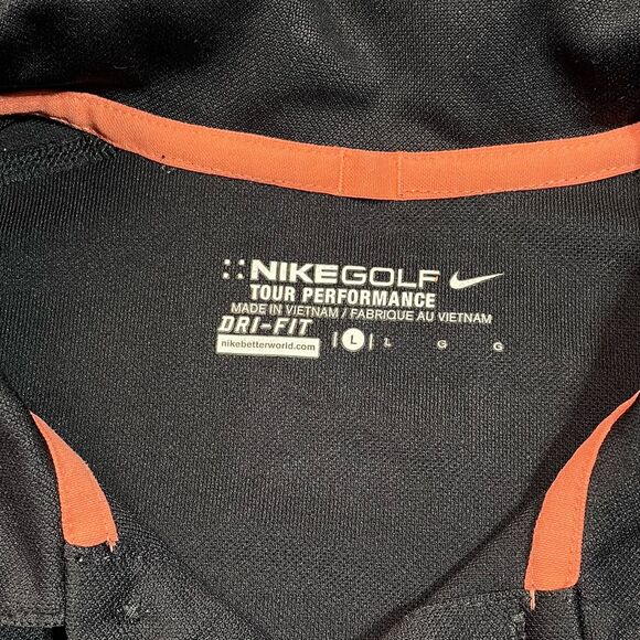 Nike Golf Performance Polo Shirt Mens Large Black Dri Fit Black Geometric Logo - Picture 4 of 13